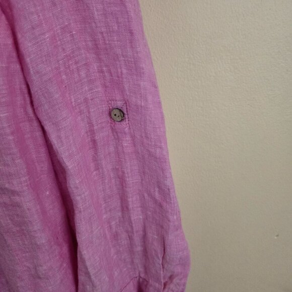 Sigrid Olsen 100% Linen Lagonlook Button Front Pink Tunic Blouse Size 1X - Picture 3 of 7
